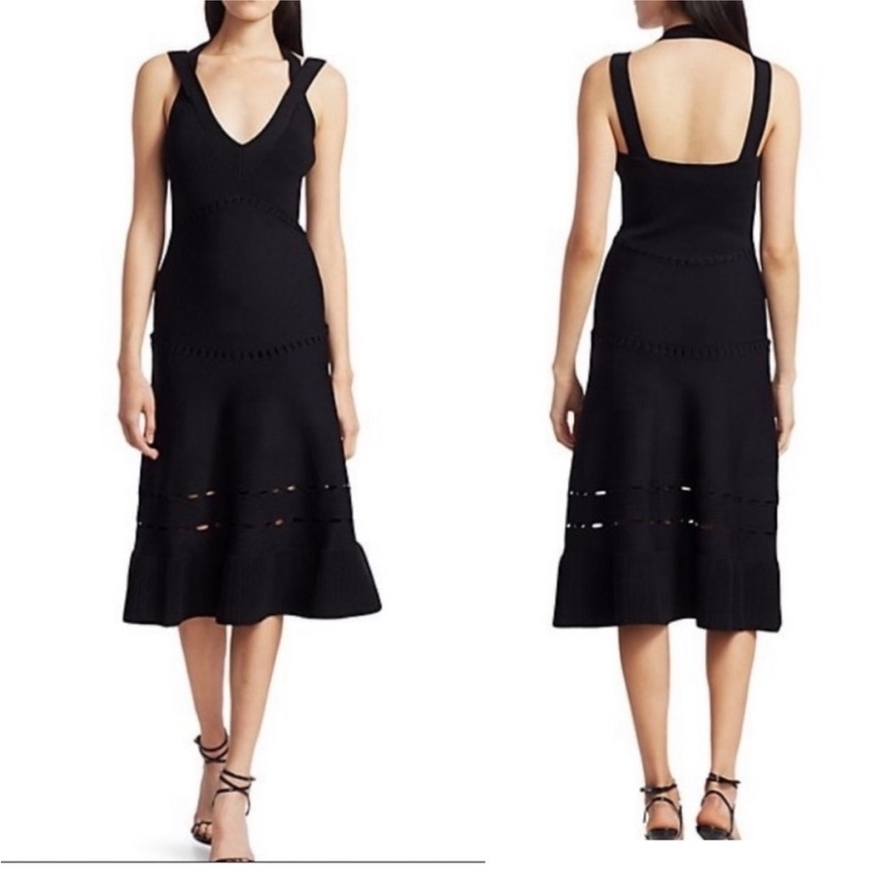 Alexis Betti Crossover strap knit midi dress in black NWT size XL $495